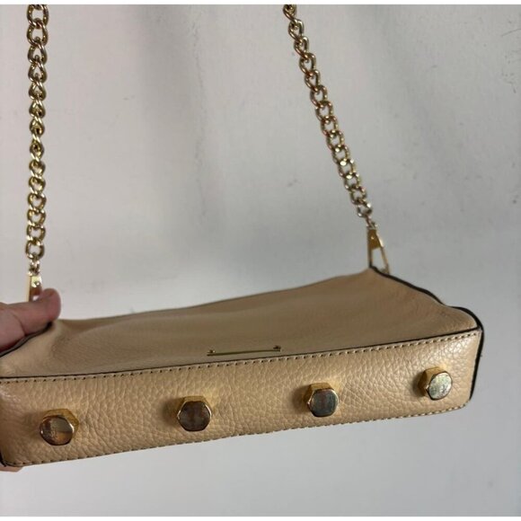 Rebecca Minkoff Avery Crossbody Bag Beige Leather Gold Chain Strap Small Purse - Picture 3 of 8
